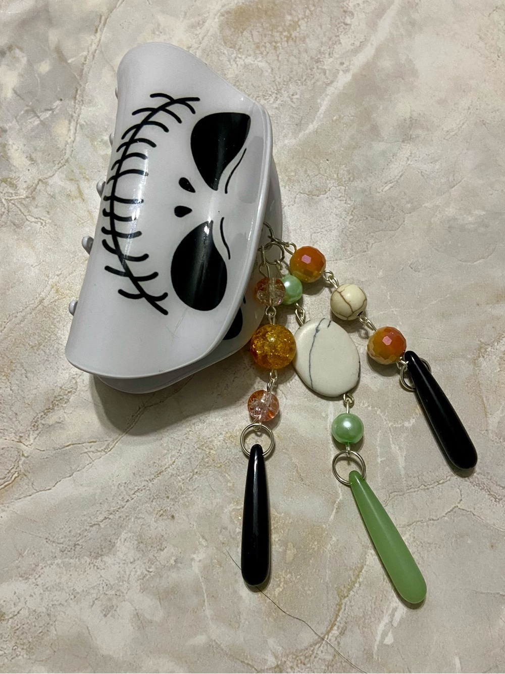 Jack Skellington Claw Clip with Colorful Beaded Charms